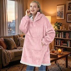 VERK Ujjakkal és kapucnival ellátott takaró - Huggle Hoodie - rózsaszín