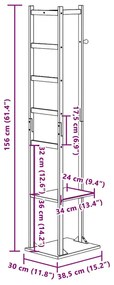 kabátállvány kampókkal és polcokkal 38,5x30x156 cm bambusz