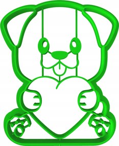 Mézeskalács lyukasztó Nagymama Napja Nagypapa Valentin nap Szív Kutya 8cm