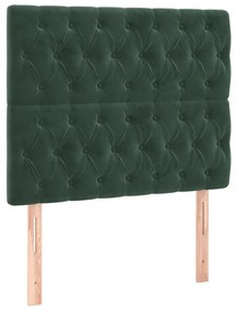 sötétzöld bársony LED-es fejtámla 100x7x118/128 cm