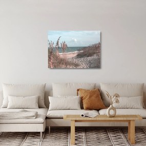 Üveg kép - Rózsaszín strand (70x50 cm)