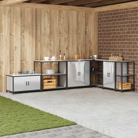 Konyhai tárolópolc polcokkal tárolóval Ezüst Rozsdamentes acél