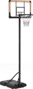 SPORTNOW Kosárlabda Gyűrű Kültéri Állvánnyal, 182-213 cm Magasságban Állítható Kosárlabdás Állvány Kerekekkel, Víz- vagy Homoktartályos Alap, Kosárlab