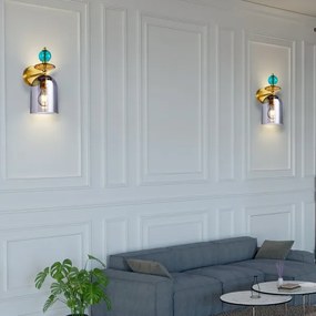 TROPEA fali lámpa 1xE27/15W/230V arany/kék/füstös bézs/szürke