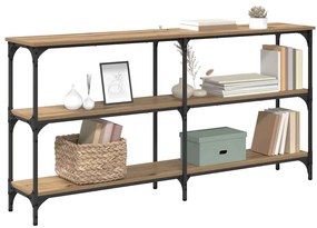 vidaXL Konzolasztal Artisan tölgy 150 x 29 x 75 cm Mérnöki fa és fém