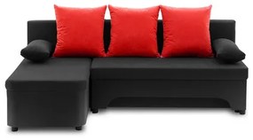 TAMA összecsukható sarok ülőgarnitúra Fekete + Piros