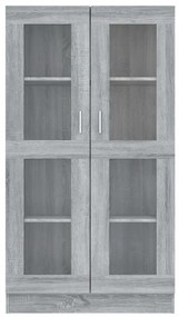 szürke sonoma színű szerelt fa vitrinszekrény 82,5x30,5x150 cm