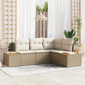 vidaXL Kerti Kanapé Szett párnával 4 pcs Beige és krém Polyrattan