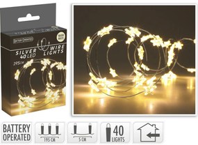 Csillag fénydrót 1,95 m, 40 mikro LED, meleg fehér