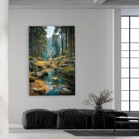 DUBLEZ | Fából készült színes kép - Erdői patak