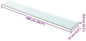 2 db átlátszó üveg paneles polc 100 x 15 cm