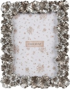 Ezüst képkeret hibiszkuszvirágokkal 13x18-as méretű képekhez