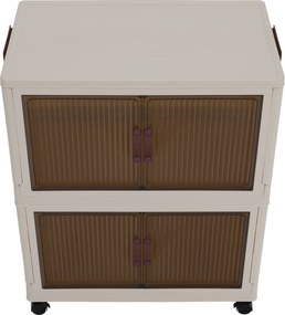 Összecsukható szekrény, fehér/barna, műanyag, POSA TYP 1