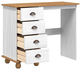 Íróasztal ASKIM&quot; Fiókokkal Fehér 95x40x75 cm Tömbfa Fenyő&quot;