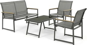 Kerti bútor garnitúra, hálós kivitel, szürke, AZS-S1212 GREY