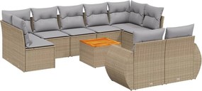 vidaXL 10 részes bézs polyrattan kerti ülőgarnitúra párnával