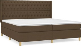 vidaXL sötétbarna szövet rugós ágy matraccal 200 x 200 cm
