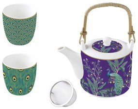 Páva mintás porcelán teáskanna szűrővel bögrével szett Imperial Peacock Coffee Mania