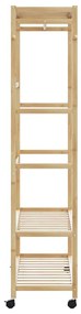 bambusz ruhaállvány polcokkal és kerekekkel 110x40x180 cm