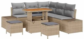 vidaXL Kerti Kanapé Szett párnával 8 pcs Bézs polirattan