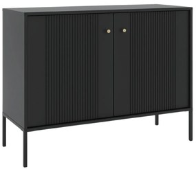 SOFT komód 104 cm, fekete, bordázott