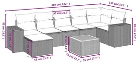 8 részes szürke polyrattan kerti ülőgarnitúra párnákkal