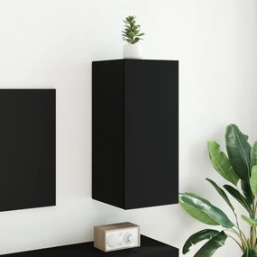 fekete fali TV-szekrény LED-világítással 30,5x35x70 cm