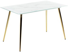 Fehér és arany márványhatású étkezőasztal 120 x 70 cm MULGA Beliani