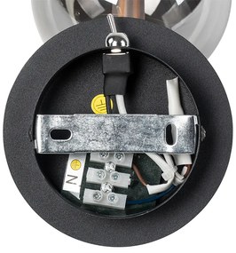 Rusztikus spotlámpa fekete állítható füstüveggel - Athén