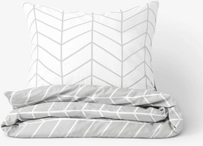 Goldea pamut ágyneműhuzat - cikcakk fehér és szürke 200 x 200 és 2db 70 x 90 cm
