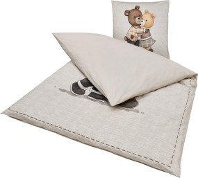 Gyermek ágyneműhuzat renforcé pamutból TEDDY HENRY bézs Ágyneműhuzat mérete: 80 x 80 cm | 135 x 200 cm