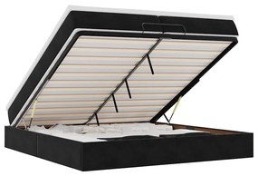 Ottomán ágykeret matracokkal Fekete 200x200cm bársony