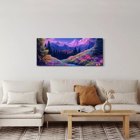Kép - Lila táj teljes holdfénynél (120x50 cm)