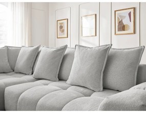 Világosszürke zsenília kinyitható-tárolóhelyes sarokkanapé (bal oldali-L alakú) Everest – Bobochic Paris