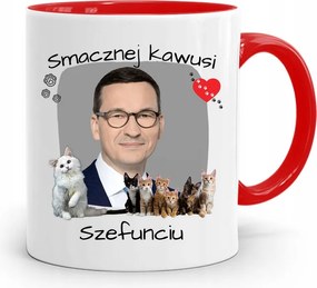 Piros Politikus Bögre Mateusz Morawiecki Miniszterelnök fényképes nyomtatással