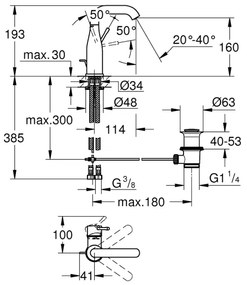 GROHE 23462GN1 - ESSENCE mosdócsaptelep DN 15, M méret, arany