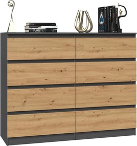 M8 120 fiókos szekrény, antracit-tölgy