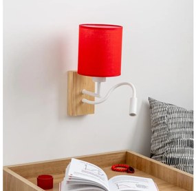 Brilagi - LED Fali lámpa NUBILA WOOD 1xE27/25W/230V + LED/3W tölgy/piros
