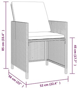 5 részes szürke polyrattan kerti étkezőgarnitúra párnákkal