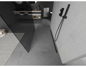 Mexen Kioto, átmenő zuhany paraván 120 x 200 cm, 8mm szürke üveg, 2x fekete stabilizáló távtartó, 800-120-002-70-40