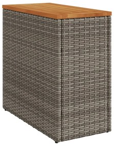 szürke polyrattan falapos kerti kisasztal 58 x 27,5 x 55 cm