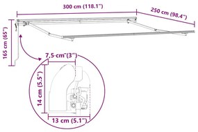 Napernyő Fehér 3 x 2,5 m Fém