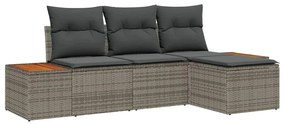 vidaXL Kerti Kanapé Szett párnával 4 pcs Szürke Poly Rattan