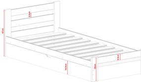 Gyerekágy 90 x 200 cm Nia (ágyráccsal és tárolóhellyel) (grafit). 1012962