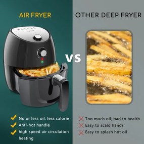 Aigostar - Forró levegős sütő 1500W/230V 3,5l fekete