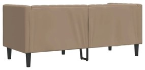 kétszemélyes kávészínű műbőr Chesterfield kanapé