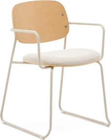 Bézs-natúr színű fém karfás étkezőszék Meli – Kave Home