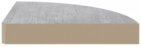 2 db betonszürke MDF fali sarokpolc 25 x 25 x 3,8 cm