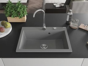 Mexen Elix gránit mosogató 1-medencés 700 x 500 mm, szürke, króm szifon - 6526701005-71