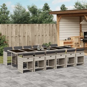 vidaXL 13 részes szürke polyrattan kerti étkezőgarnitúra párnákkal